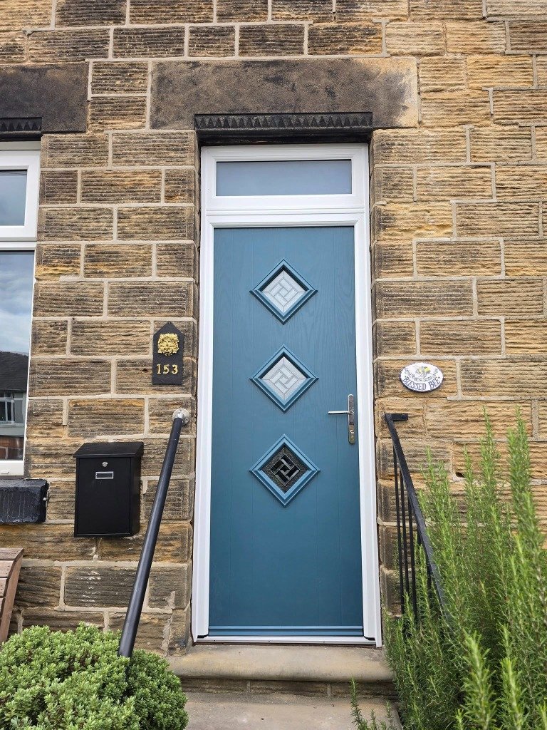 Prussian Blue Composite Door Installation in Mapplewell