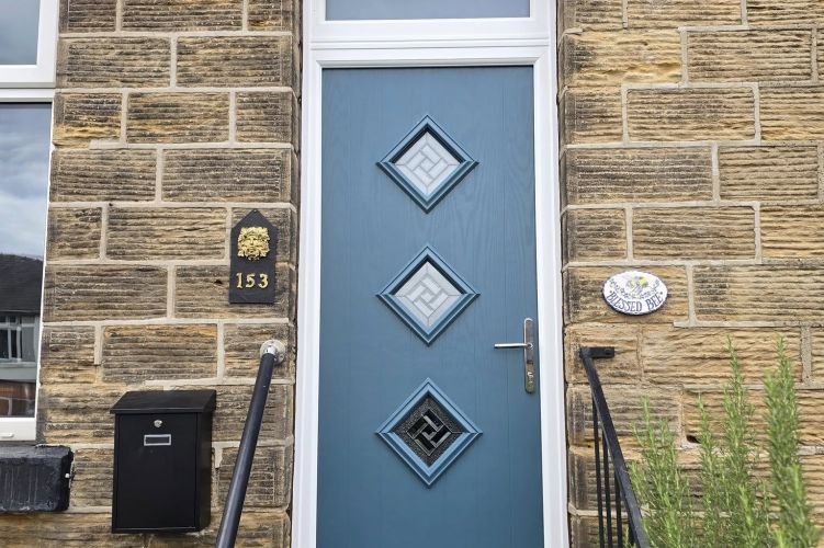 Prussian Blue Composite Door Installation in Mapplewell